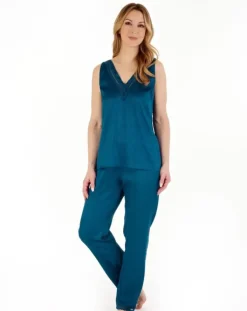 Animal Jacquard Satin V Neck Cami & Trouser Set GL88722