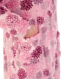 Bold Floral Flannel Fleece 46" Button Through Housecoat HC02311