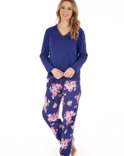 Bold Floral Flannel & Interlock Woven Pyjama PJ88207
