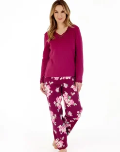 Bold Floral Flannel & Interlock Woven Pyjama PJ88207