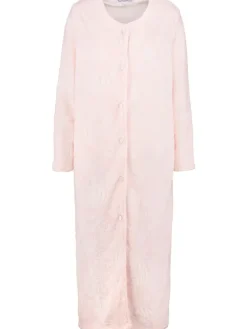 Burn Out Flannel Fleece 46" Button Housecoat HC7306