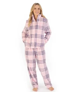Check Print Waffle Zip Through Pyjama PJ06330