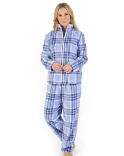 Check Print Waffle Zip Through Pyjama PJ06330