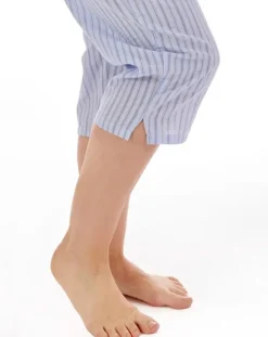 Classic Stripe Seersucker Woven Cropped Pyjama PJ01223