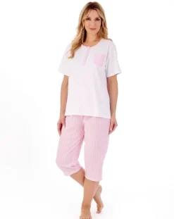 Classic Stripe Seersucker Woven Cropped Pyjama PJ01223