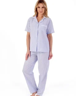 Classic Stripe Seersucker Woven Tailored Pyjama Set PJ01225