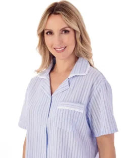 Classic Stripe Seersucker Woven Tailored Pyjama Set PJ01225