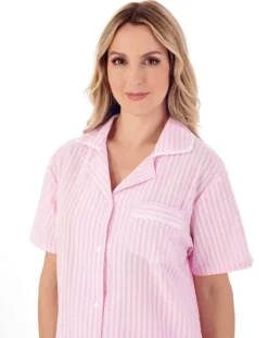 Classic Stripe Seersucker Woven Tailored Pyjama Set PJ01225