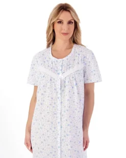 Ditsy Floral Print 46" Button Through Woven Nightdress ND01208