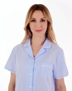 Dobby Dot Button Through Tailored Woven Pyjama PJ77234