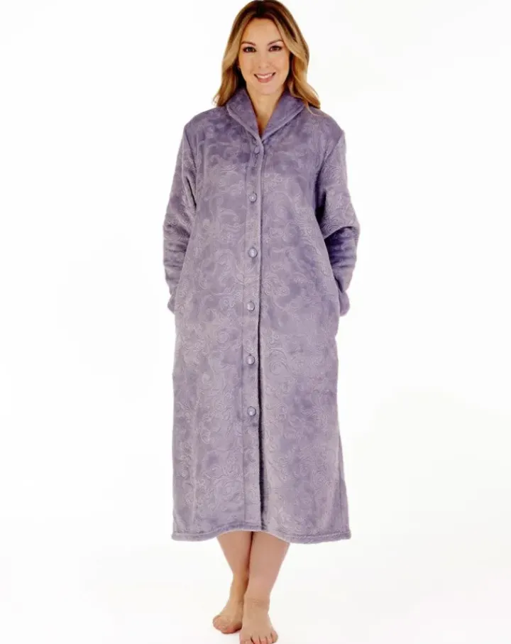 Embossed Pattern 46" Button Through Housecoat HC88331