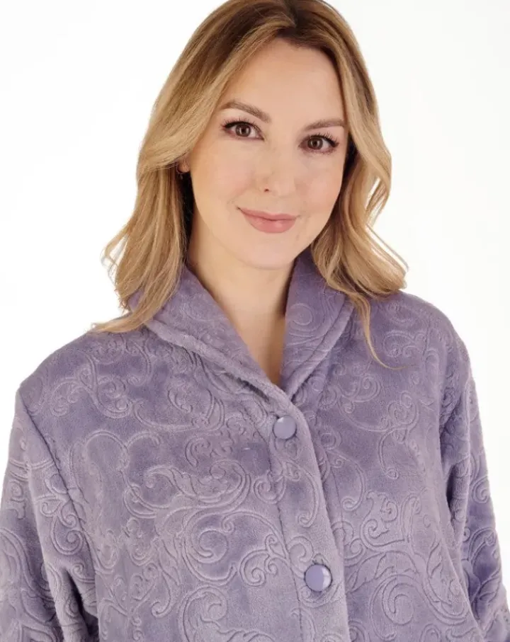 Embossed Pattern 46" Button Through Housecoat HC88331