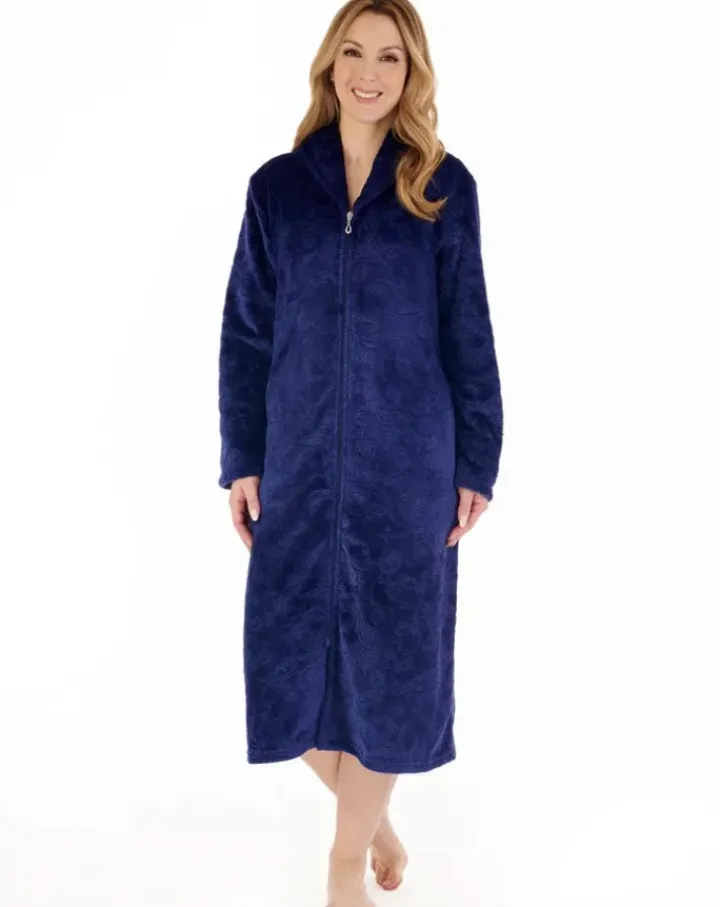 Embossed Pattern 46" Zip Through Housecoat HC88332