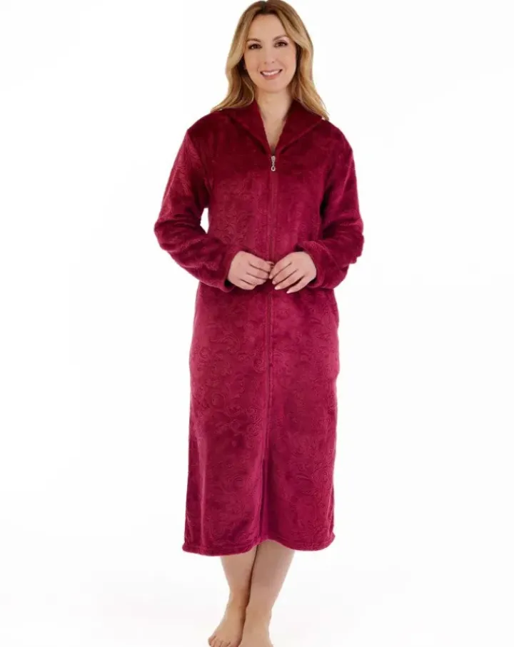 Embossed Pattern 46" Zip Through Housecoat HC88332
