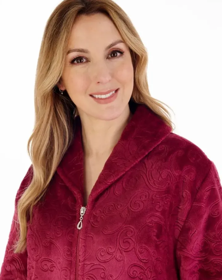 Embossed Pattern 46" Zip Through Housecoat HC88332