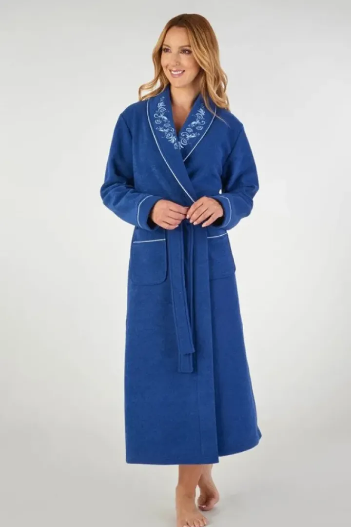Embroidered Boucle Fleece 46" Wrap Housecoat HC2328