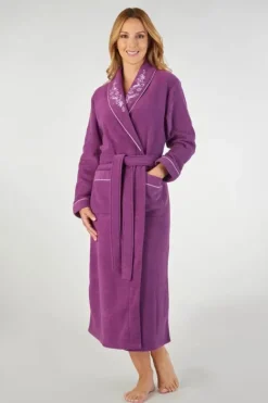 Embroidered Boucle Fleece 46" Wrap Housecoat HC2328