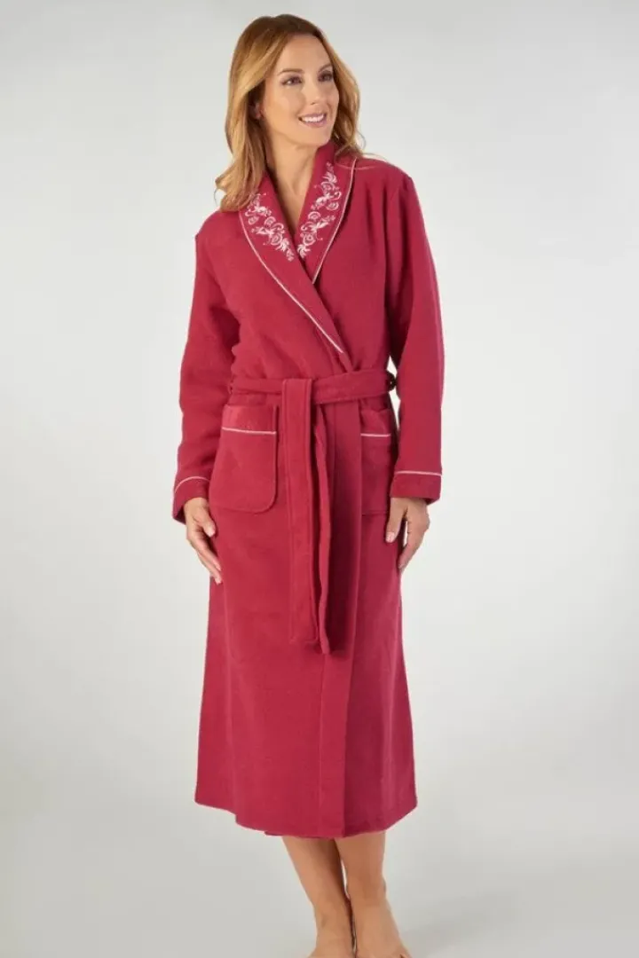 Embroidered Boucle Fleece 46" Wrap Housecoat HC2328