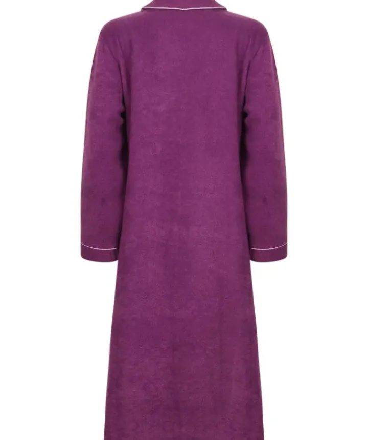 Embroidered Boucle Fleece 46" Zip Front Housecoat HC2327