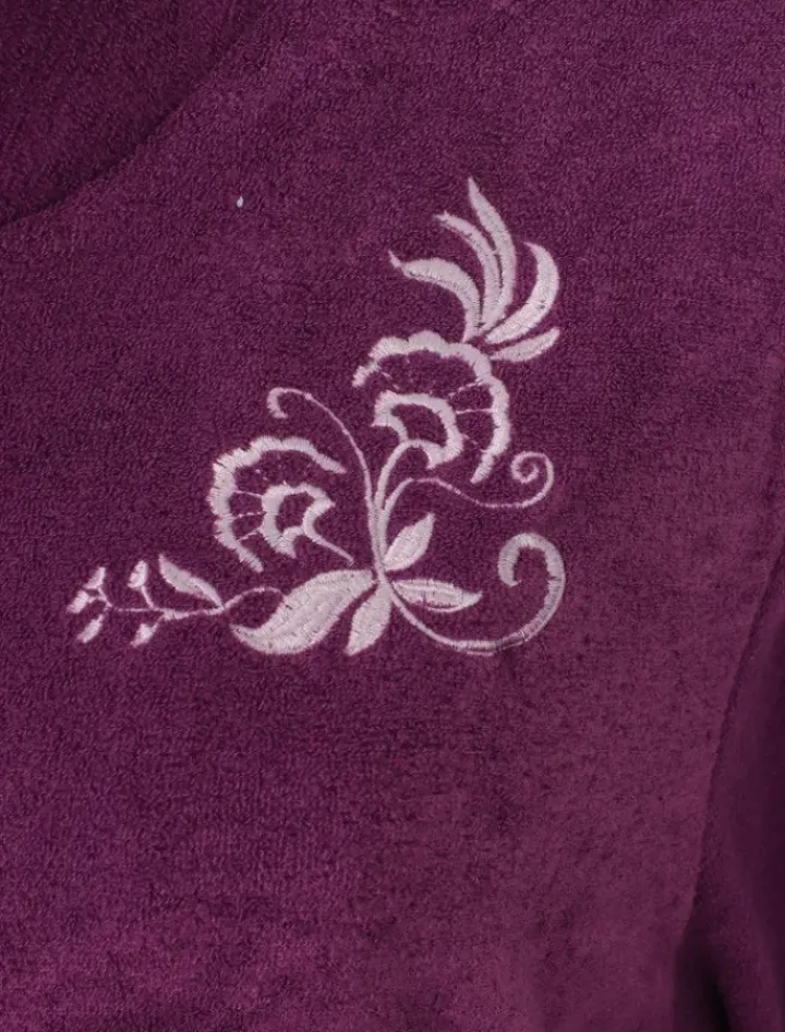 Embroidered Boucle Fleece 46" Zip Front Housecoat HC2327