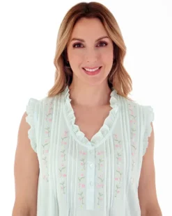 Embroidered Pintuck and Ruffle 42" Woven Nightdress ND55250