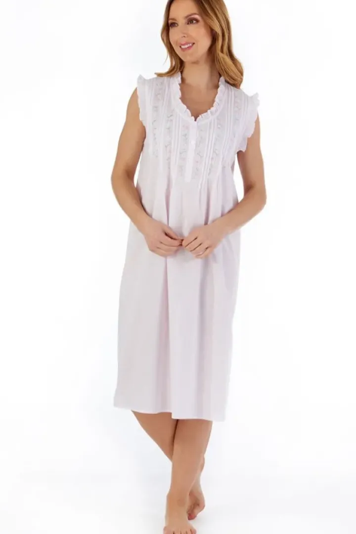 Embroidered Pintuck and Ruffle 42" Woven Nightdress ND55250