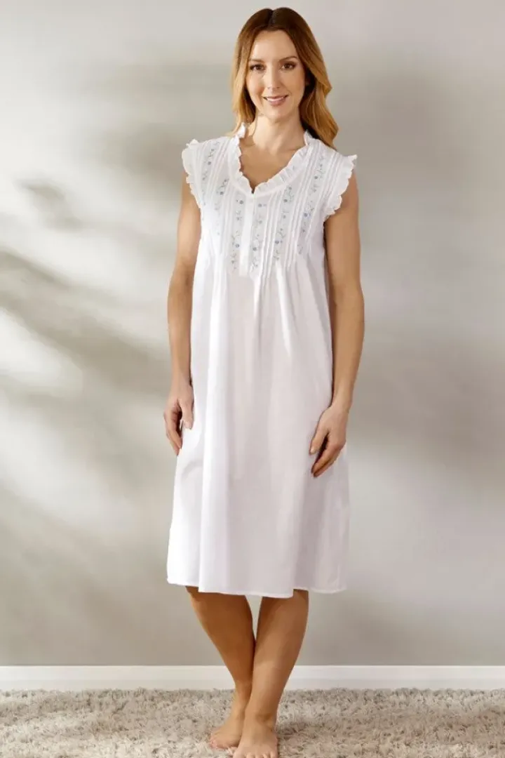 Embroidered Pintuck and Ruffle 42" Woven Nightdress ND55250