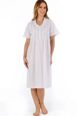 Embroidered Pintuck and Ruffle 42" Woven Nightdress ND55251