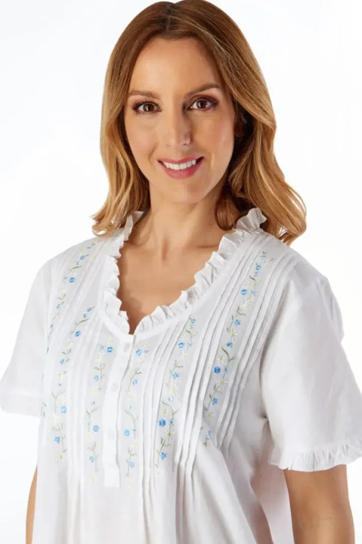 Embroidered Pintuck and Ruffle 42" Woven Nightdress ND55251
