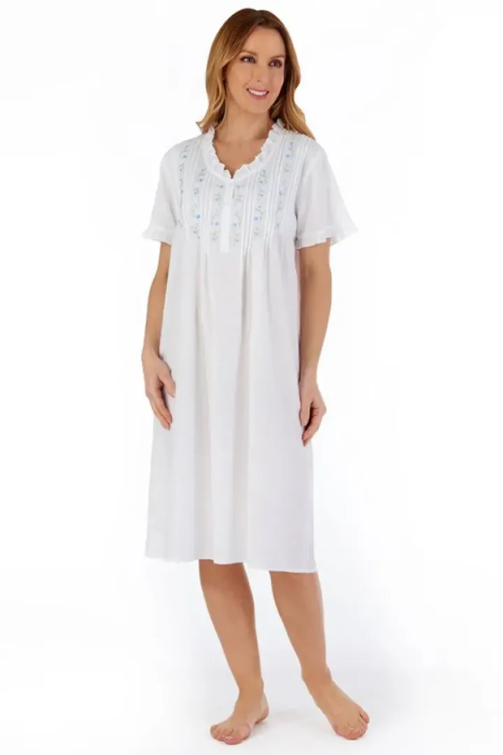Embroidered Pintuck and Ruffle 42" Woven Nightdress ND55251