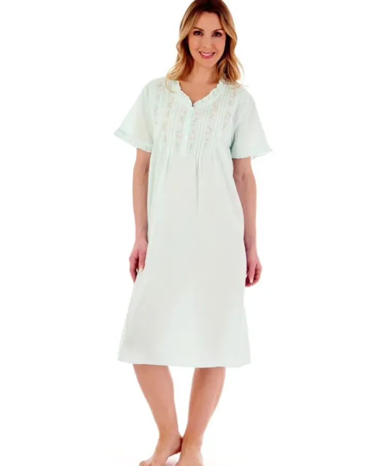 Embroidered Pintuck and Ruffle 42" Woven Nightdress ND55251