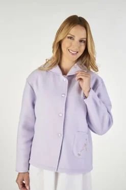 Embroidered Polar Fleece Collar Style Bed Jacket BJ44601