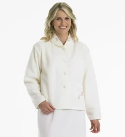 Embroidered Polar Fleece Collar Style Bed Jacket BJ44601