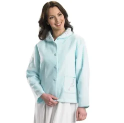 Embroidered Polar Fleece Collar Style Bed Jacket BJ44601