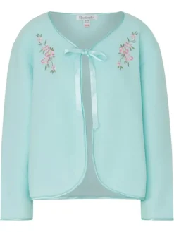 Embroidered Polar Fleece Ribbon Tie Bed Jacket BJ44600