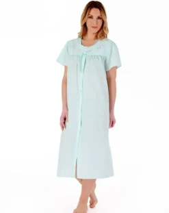 Embroidered Yoke 45" Button Through Woven Nightdress ND55202