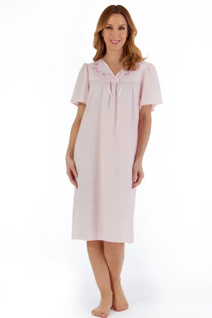 Embroidered Yoke 42" Open Back Woven Nightdress ND55204