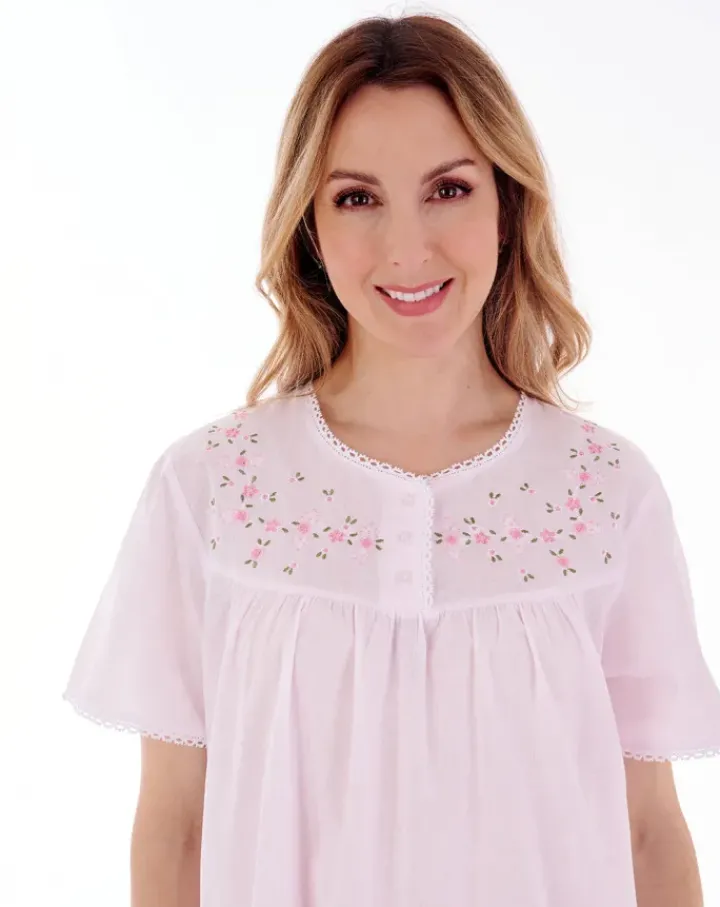 Embroidered Yoke 45" Woven Nightdress ND3270