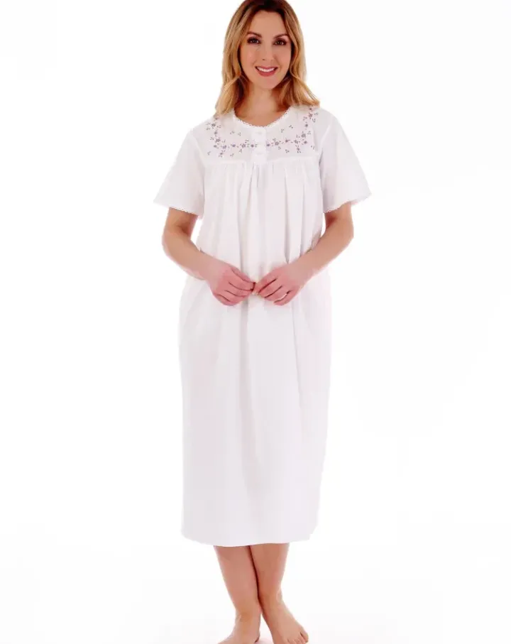 Embroidered Yoke 45" Woven Nightdress ND3270