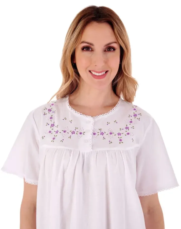 Embroidered Yoke 45" Woven Nightdress ND3270