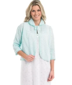 Fancy Knit Ribbon Tie Peter Pan Collar Bedjacket BJ44611