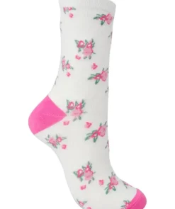 Floral and Solid Colour Sock (2 Pair Pack) LS176