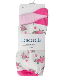 Floral and Solid Colour Sock (2 Pair Pack) LS176