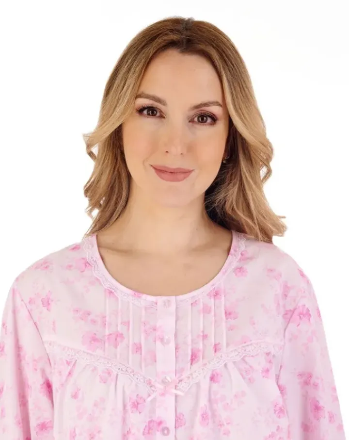 Floral Brushed 45" Button Through Woven Nightdress ND88202