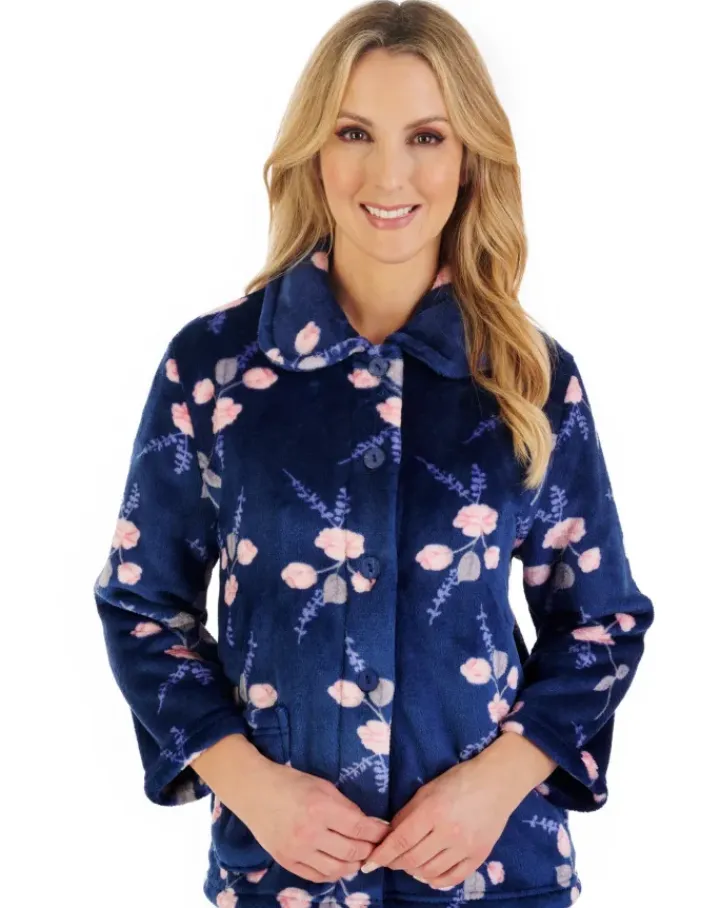 Floral Flannel Fleece Button Through Bedjacket BJ06310