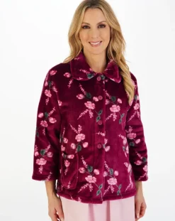 Floral Flannel Fleece Button Through Bedjacket BJ06310