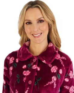 Floral Flannel Fleece Button Through Bedjacket BJ06310