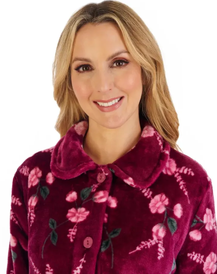 Floral Flannel Fleece Button Through Bedjacket BJ06310