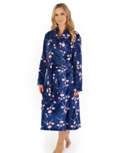 Floral Flannel Fleece 46" Shawl Collar Wrap HC06313