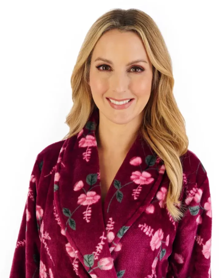 Floral Flannel Fleece 46" Shawl Collar Wrap HC06313